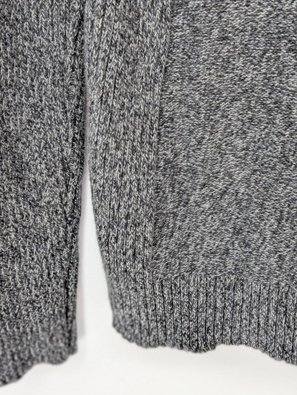 American Rag Medium Shawl Collar 100% Cotton Gray Heather Ribbed Sleeve Sweater - Picture 6 of 9